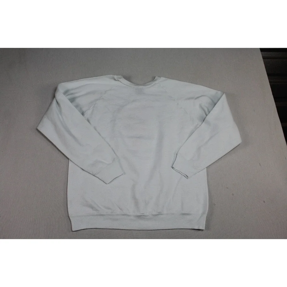 Wrights Men White Sweater Crew Neck Long Sleeve Casual Huey Levis Size Large